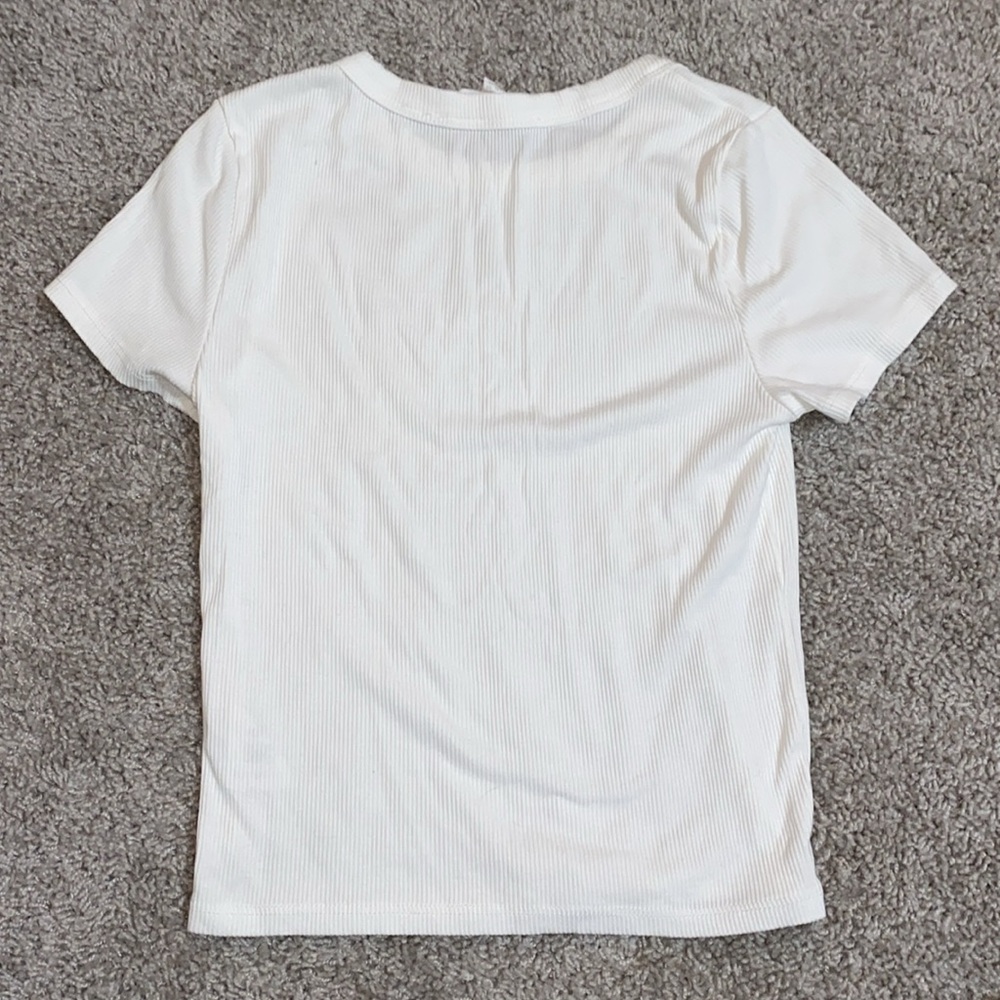 White Ribbed T-Shirt - Picture 3 of 3